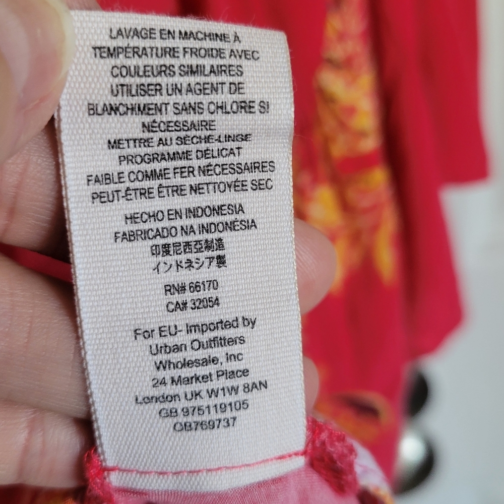 Free People Sunset Dreams boho print bell sleeve salmon color top women's‎ XS - Picture 10 of 16